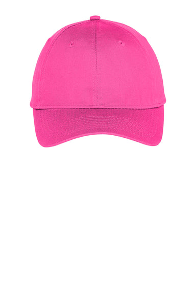 Port & Company C914 Mens Twill Adjustable Hat Neon Pink Flat Front