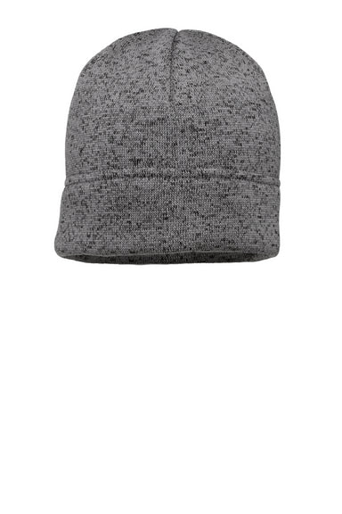 Port Authority C917 Mens Heathered Knit Beanie Heather Grey/Black Flat Front