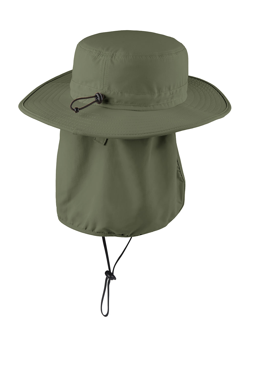 Port Authority C920 Mens Moisture Wicking Wide Brim Hat Olive Leaf Green Flat Back