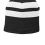 Port & Company Mens Fleece Lined Striped Beanie - Black/White