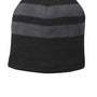 Port & Company Mens Fleece Lined Striped Beanie - Black/Athletic Oxford Grey