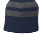 Port & Company Mens Fleece Lined Striped Beanie - Navy Blue/Athletic Oxford Grey