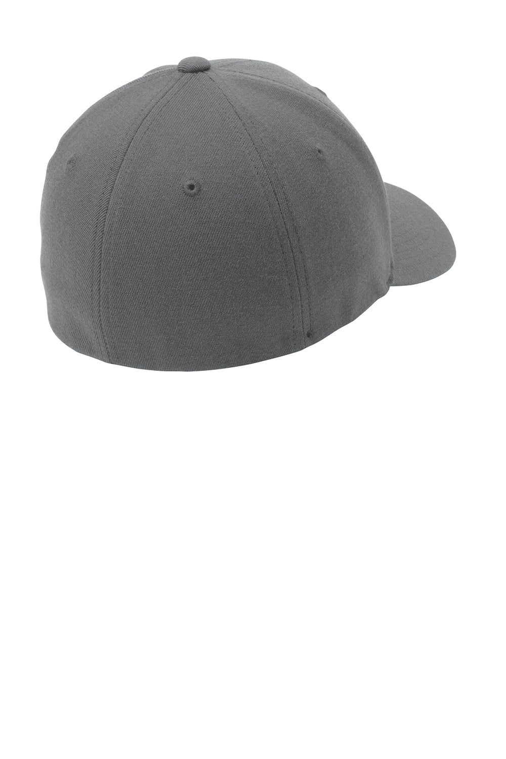 Port Authority C928 Mens Wool Blend Flexfit Hat Grey Flat Back