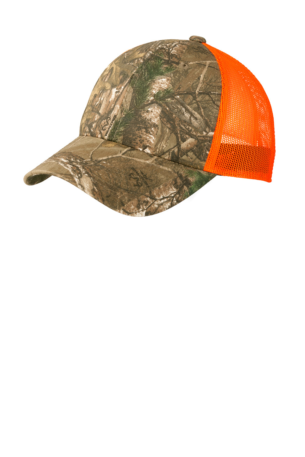 Port Authority C930 Camouflage Mesh Back Adjustable Hat Realtree Xtra/Neon Orange Flat Front