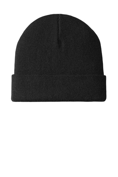 Port Authority C939 Mens Knit Cuff Beanie Black Flat Front