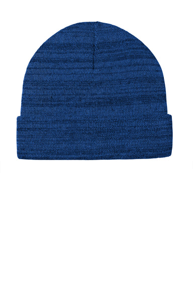 Port Authority C939 Mens Knit Cuff Beanie Heather True Royal Blue Flat Front