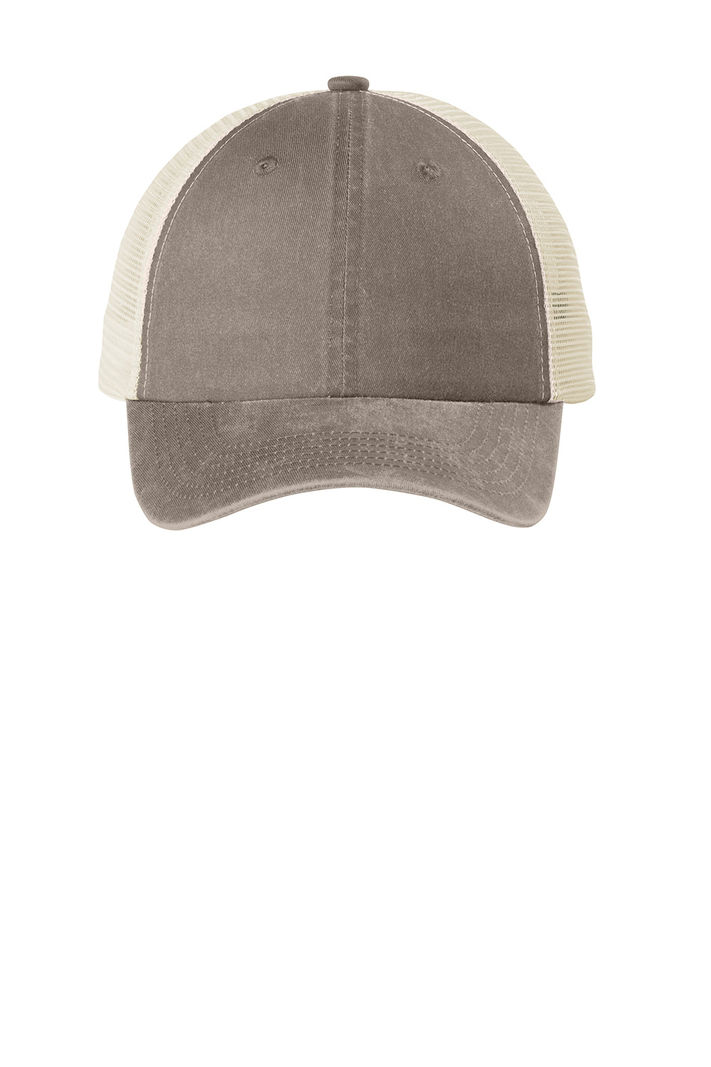 Port Authority C943 Beach Wash Mesh Back Adjustable Hat Taupe/Stone Flat Front