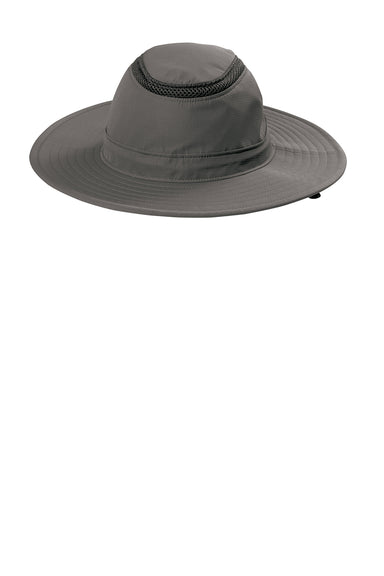 Port Authority C947 Mens Moisture Wicking Ventilated Wide Brim Hat Sterling Grey Flat Front