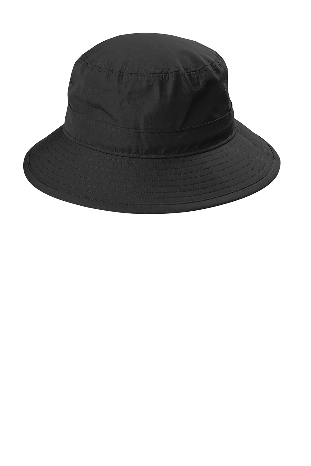 Port Authority C948 Mens Moisture Wicking Bucket Hat Black Flat Front