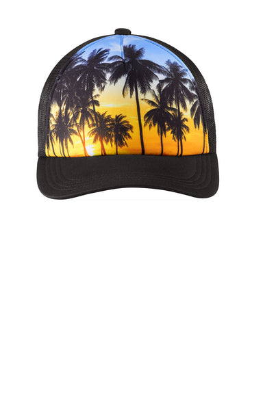 Port Authority C950 Real Photo Snapback Trucker Hat Palm Trees Flat Front