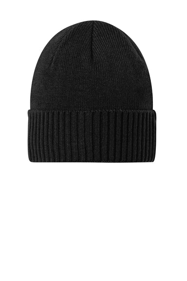 Port Authority C951 Mens Rib Knit Cuff Beanie Deep Black Flat Front