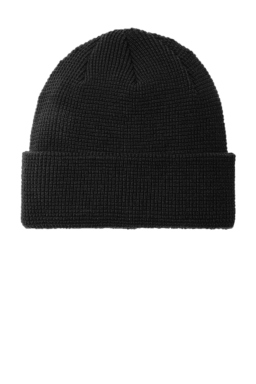 Port Authority C955 Mens Thermal Knit Cuffed Beanie Deep Black Flat Front