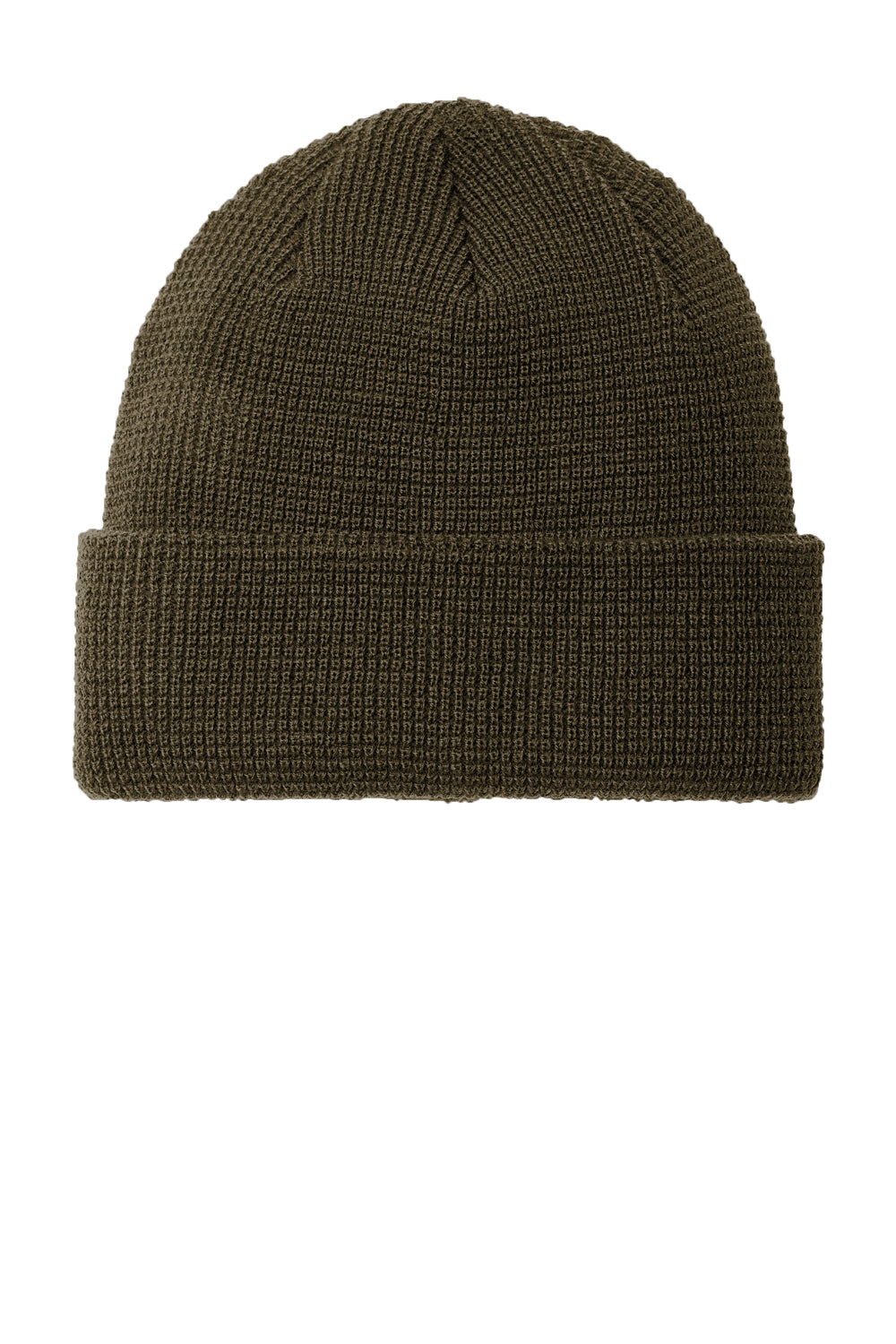 Port Authority C955 Mens Thermal Knit Cuffed Beanie Olive Green Flat Front