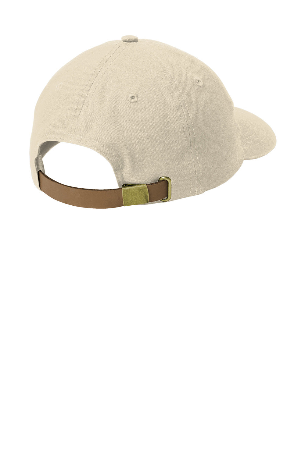 Port Authority C963 Mens Adjustable Leather Strap Hat Khaki Brown Flat Back