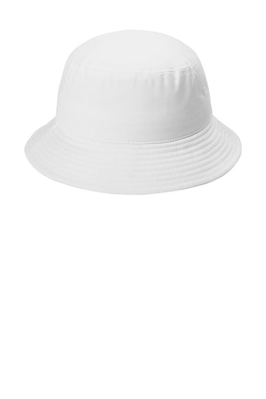 Port Authority C975 Mens Classic Twill Bucket Hat White Flat Front