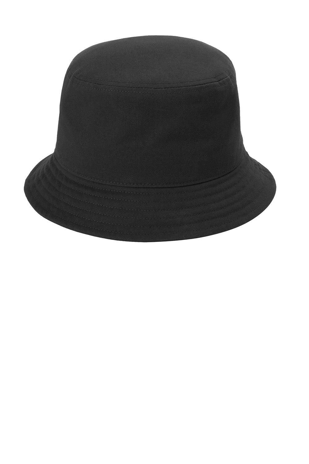 Port Authority C976 Mens Twill Short Brim Bucket Hat Black Flat Front