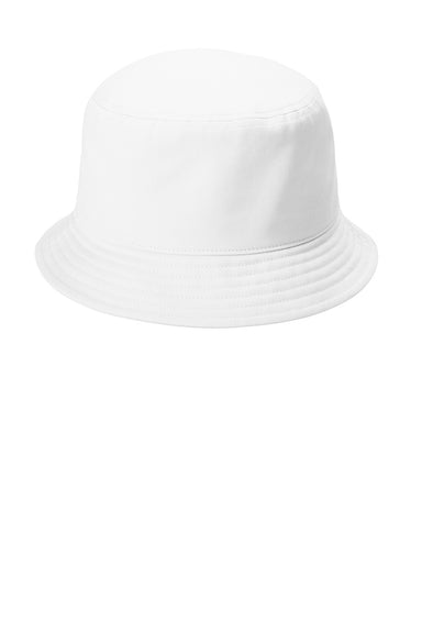 Port Authority C976 Mens Twill Short Brim Bucket Hat White Flat Front