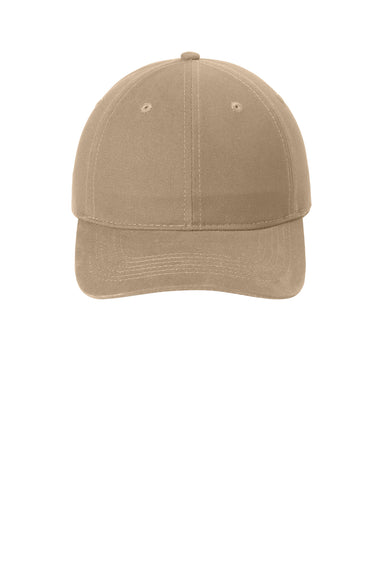 Port & Company CP77 Mens Brushed Twill Adjustable Hat Khaki Flat Front