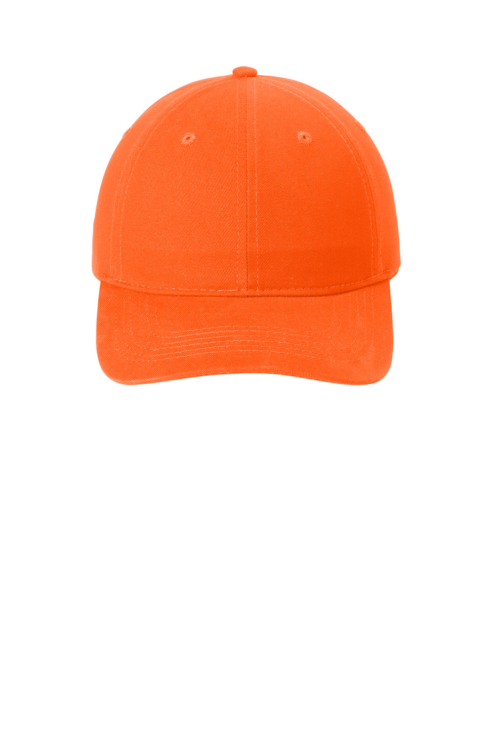 Port & Company CP77 Mens Brushed Twill Adjustable Hat Orange Flat Front