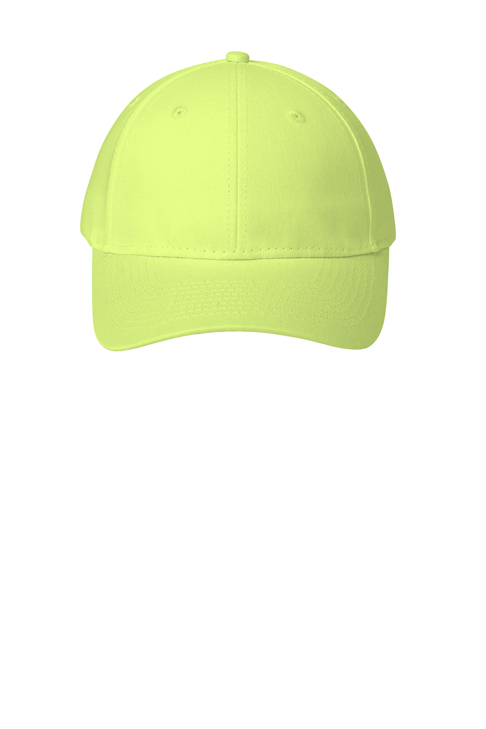 Port & Company CP80 Mens Twill Adjustable Hat Neon Yellow Flat Front