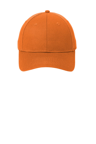 Port & Company CP80 Mens Twill Adjustable Hat Orange Flat Front