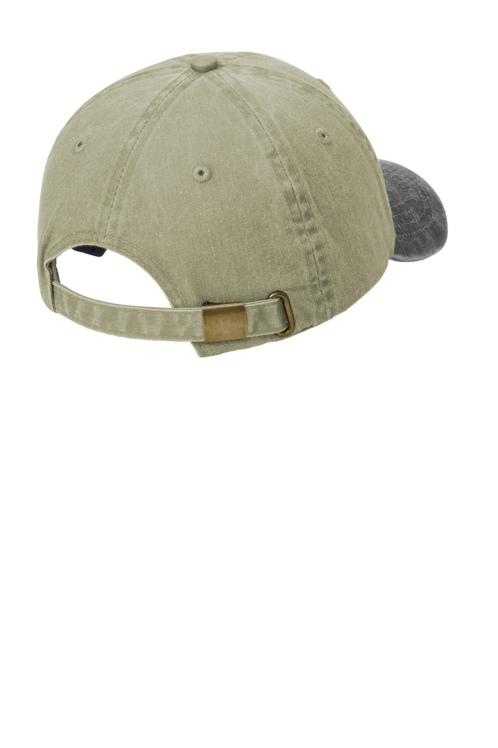 Port & Company CP83 Mens Adjustable Hat Khaki/Charcoal Grey Flat Back