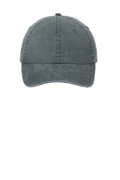 Port & Company CP84 Mens Adjustable Hat Charcoal Grey Flat Front