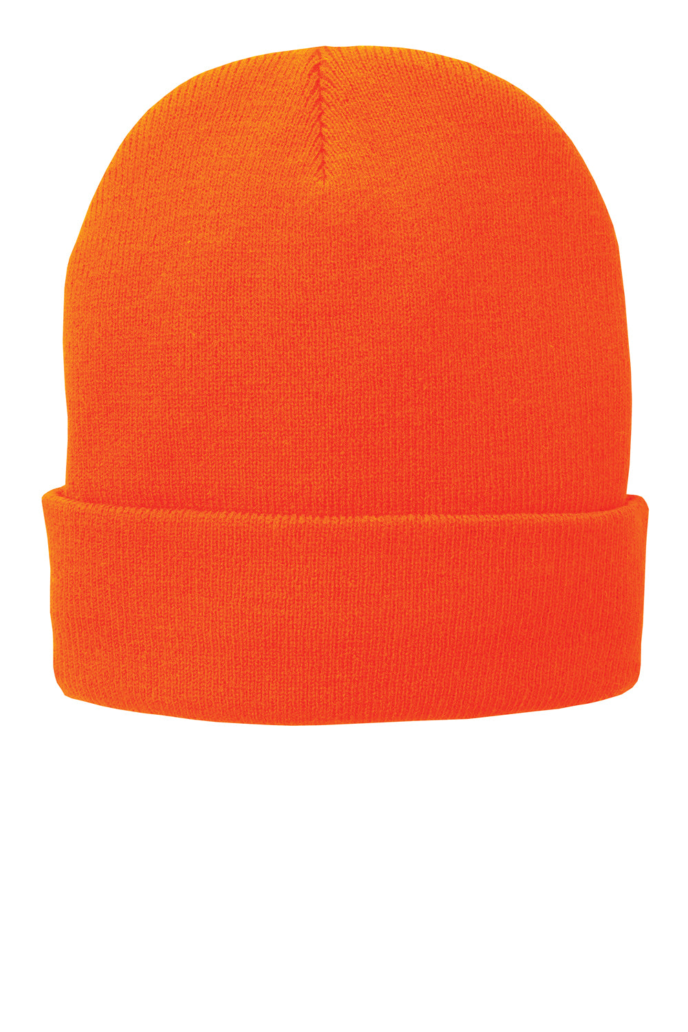 Port & Company CP90L Mens Fleece Lined Knit Beanie Athletic Orange Flat Front