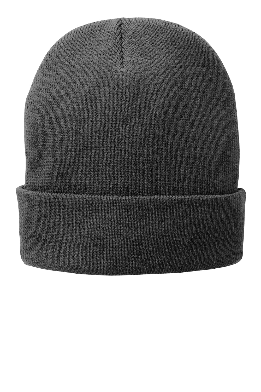 Port & Company CP90L Mens Fleece Lined Knit Beanie Athletic Oxford Grey Flat Front