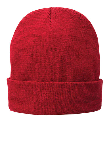 Port & Company CP90L Mens Fleece Lined Knit Beanie Athletic Red Flat Front