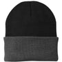 Port & Company Mens Knit Beanie - Black/Athletic Oxford Grey