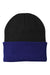 Port & Company CP90 Mens Knit Beanie Black/Athletic Royal Blue Flat Front