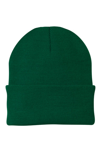 Port & Company CP90 Mens Knit Beanie Athletic Green Flat Front