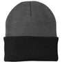 Port & Company Mens Knit Beanie - Athletic Oxford Grey/Black