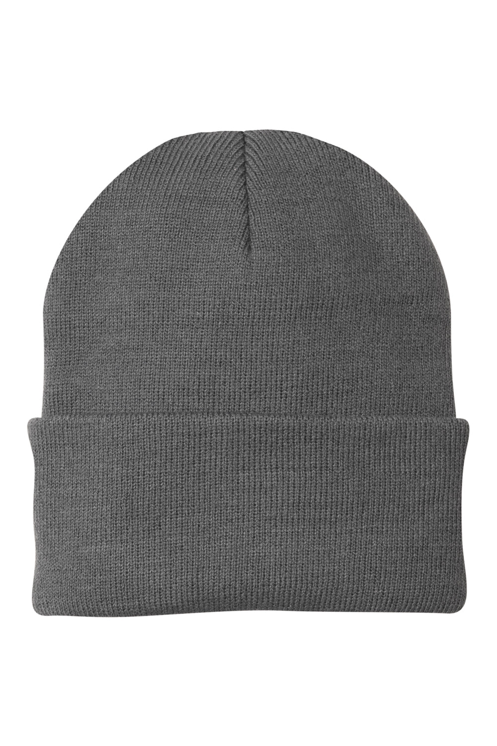 Port & Company CP90 Mens Knit Beanie Athletic Oxford Grey Flat Front