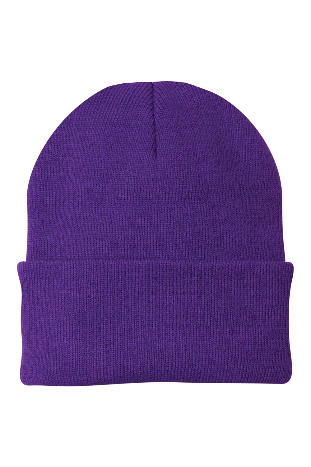 Port & Company CP90 Mens Knit Beanie Athletic Purple Flat Front