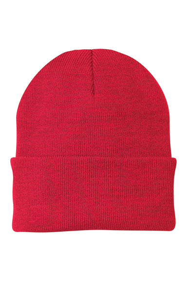 Port & Company CP90 Mens Knit Beanie Athletic Red Flat Front