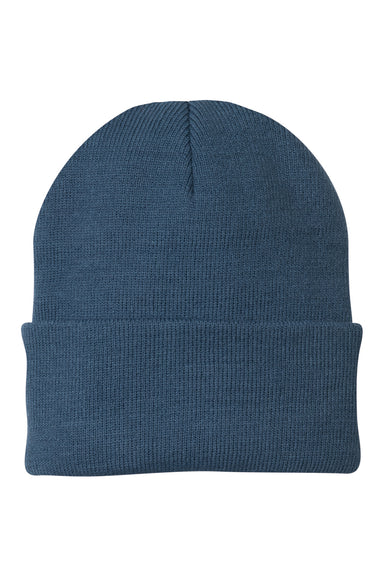 Port & Company CP90 Mens Knit Beanie Millennium Blue Flat Front