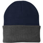 Port & Company Mens Knit Beanie - Navy Blue/Athletic Oxford Grey