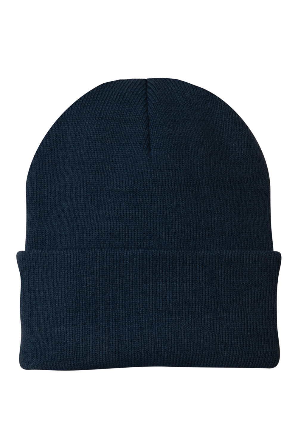 Port & Company CP90 Mens Knit Beanie Navy Blue Flat Front