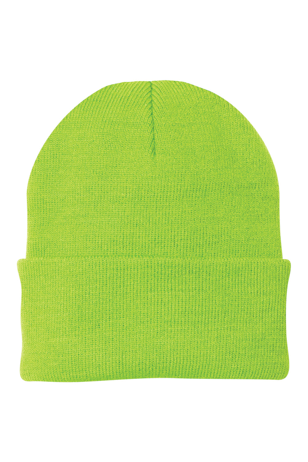 Port & Company CP90 Mens Knit Beanie Neon Green Flat Front