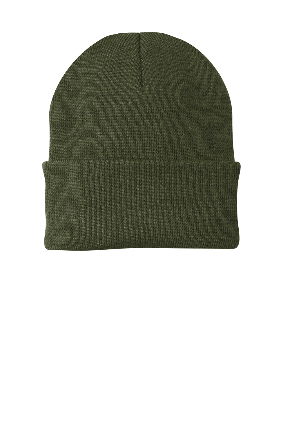 Port & Company CP90 Mens Knit Beanie Olive Drab Green Flat Front