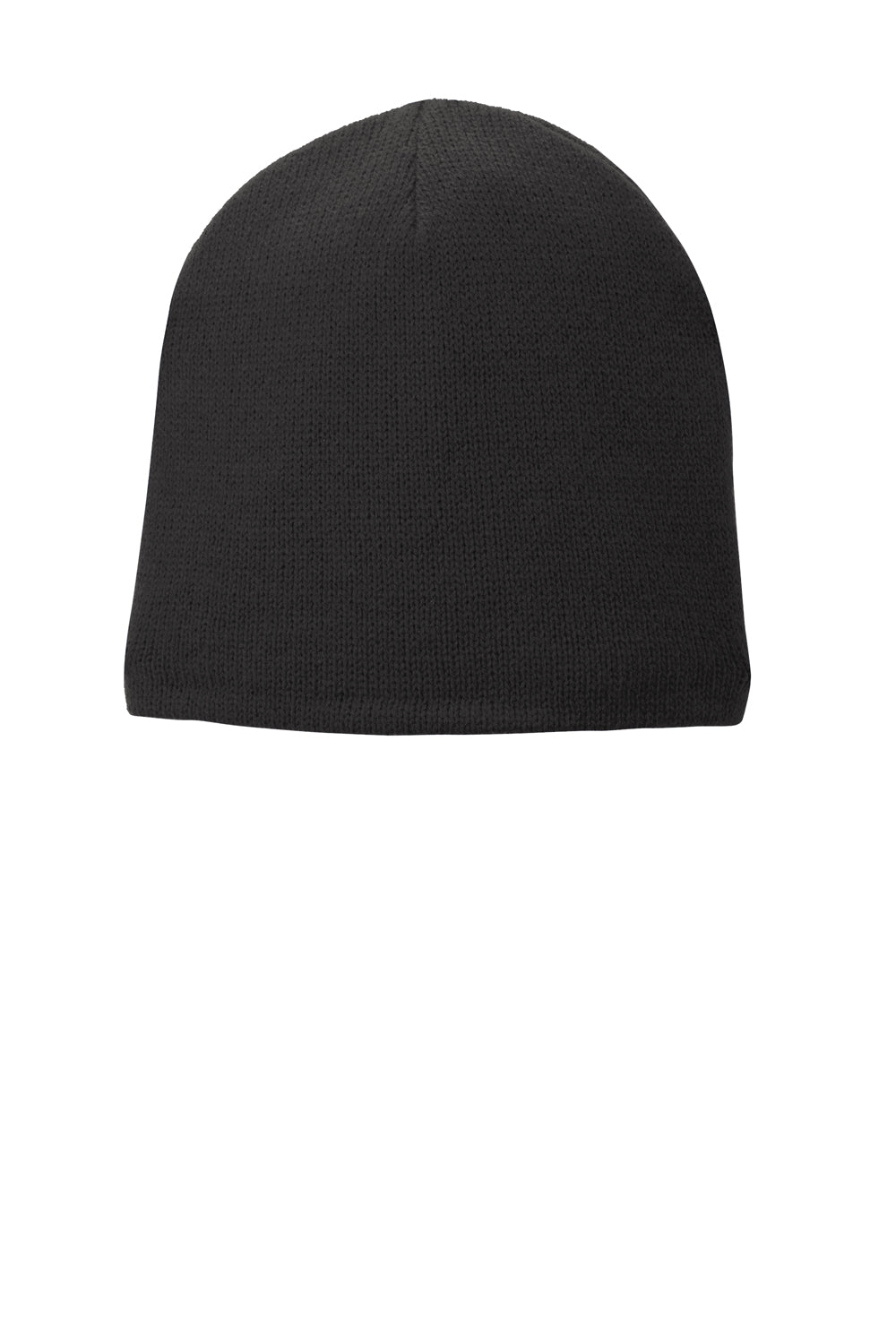 Port & Company CP91L Mens Fleece Lined Beanie Black Flat Front