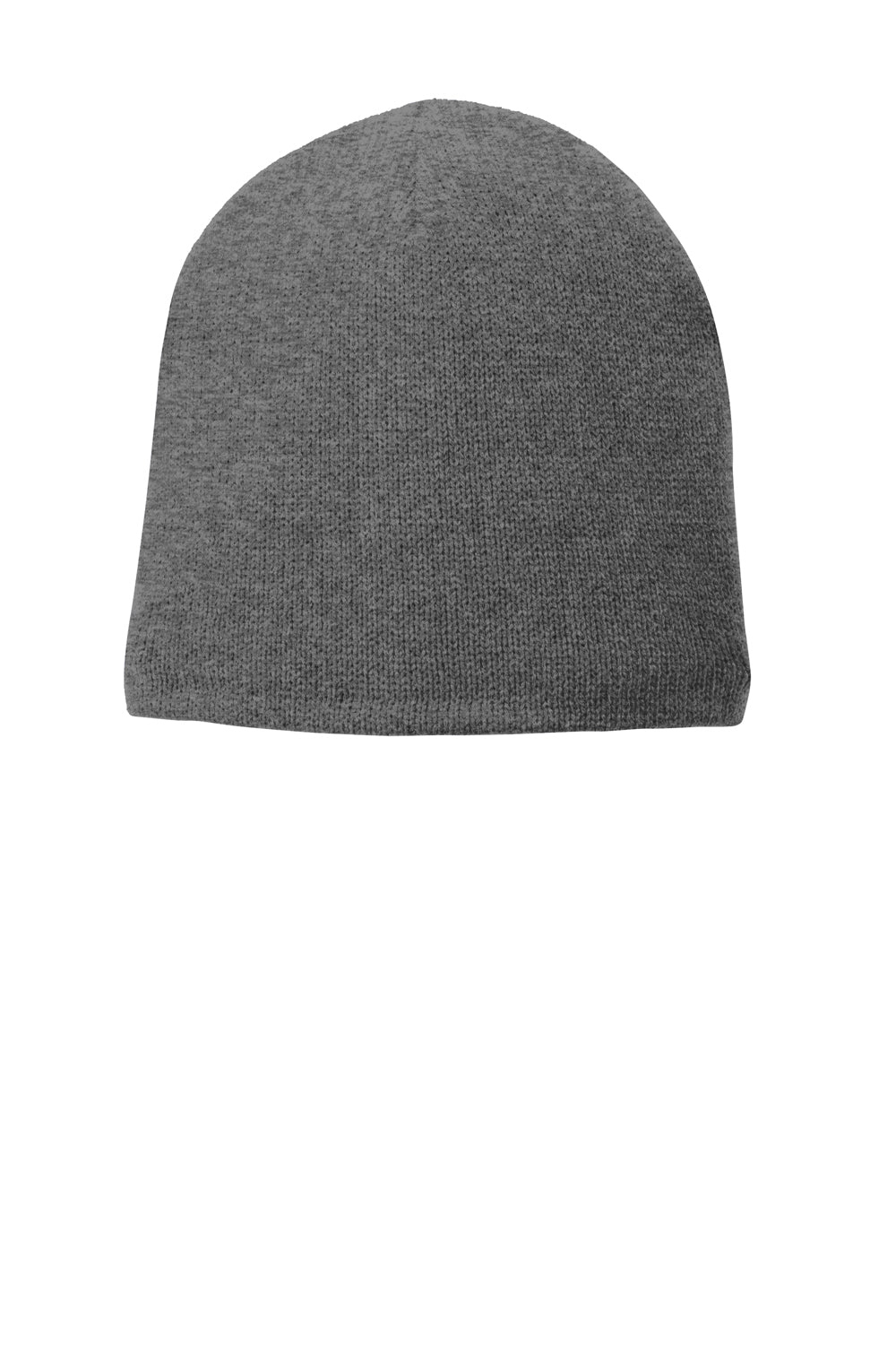 Port & Company CP91L Mens Fleece Lined Beanie Athletic Oxford Grey Flat Front