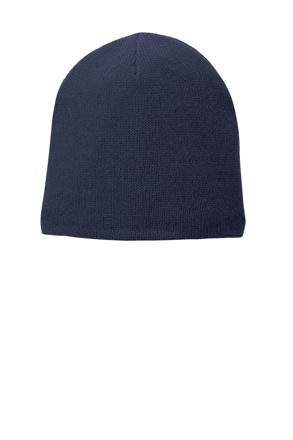 Port & Company CP91L Mens Fleece Lined Beanie Navy Blue Flat Front