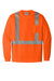 CornerStone CS201 Mens ANSI 107 Class 2 Moisture Wicking Long Sleeve Crewneck T-Shirt w/ Pocket Safety Orange Flat Front