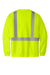 CornerStone CS201 Mens ANSI 107 Class 2 Moisture Wicking Long Sleeve Crewneck T-Shirt w/ Pocket Safety Yellow Flat Back