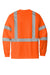 CornerStone CS203 Mens ANSI 107 Class 3 Moisture Wicking Long Sleeve Crewneck T-Shirt w/ Pocket Safety Orange Flat Back