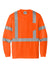 CornerStone CS203 Mens ANSI 107 Class 3 Moisture Wicking Long Sleeve Crewneck T-Shirt w/ Pocket Safety Orange Flat Front