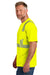 CornerStone CS204 Mens ANSI 107 Class 2 Segmented Tape Short Sleeve Crewneck T-Shirt w/ Pocket Safety Yellow Model Side